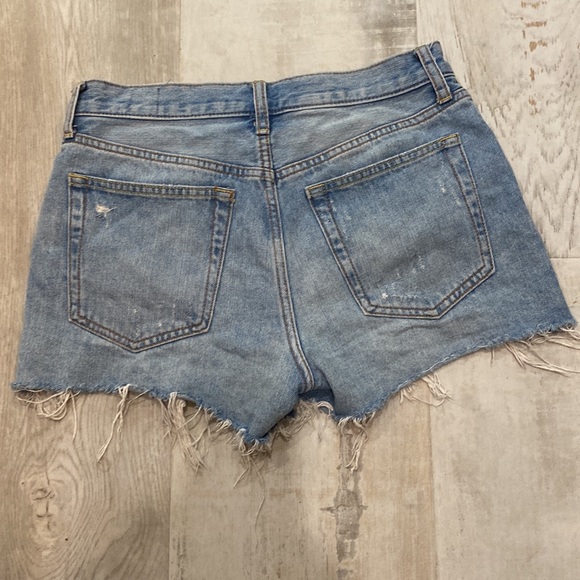 Free People Button Fly Distressed Denim Shorts, Size 27. - Picture 2 of 10